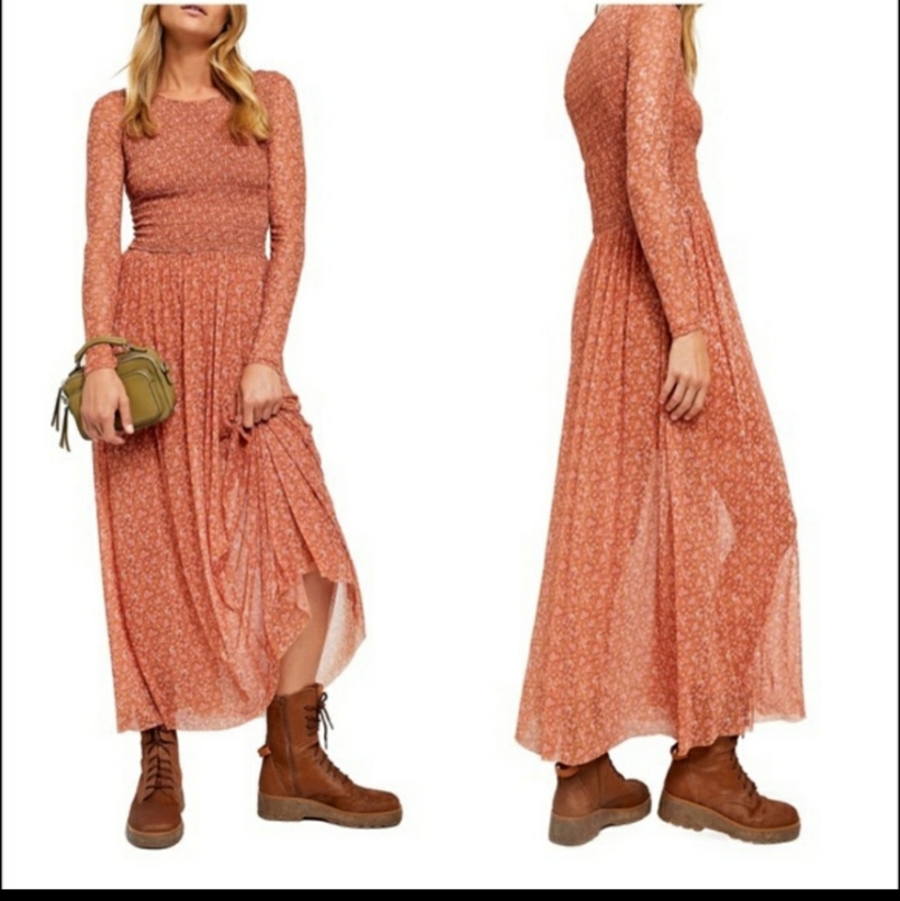 Free People Rust Floral Maxi Dress